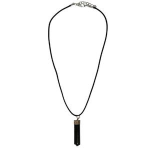 Unbranded | Raw Black Tourmaline Pendant Necklace | 4.5cm